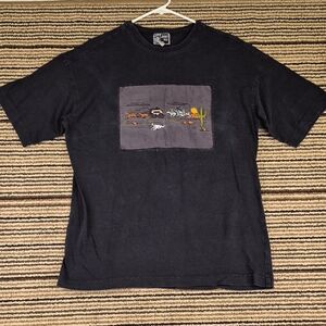 JOHNNY WAS Western Theme Black Fade USA Single Stitch‎ Fits All Mens Shirt VTG